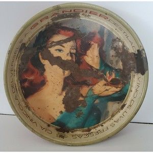 MEXICO Vinicola del Vergel Courvoisier GRANDIER Wine Metal Tray Restaurant Bar